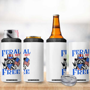 Patriotic Raccoon 4th of July 4 in 1 Can Cooler Tumbler Feral But Free USA Flag TS10 Print Your Wear