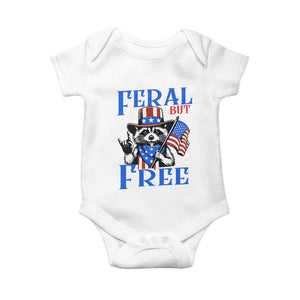 Patriotic Raccoon 4th of July Baby Onesie Feral But Free USA Flag TS10 White Print Your Wear
