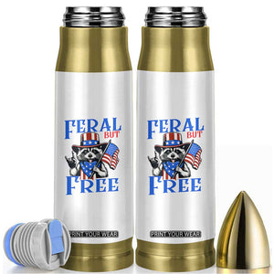 Patriotic Raccoon 4th of July Bullet Tumbler Feral But Free USA Flag TS10 White Print Your Wear
