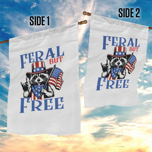 Patriotic Raccoon 4th of July Garden Flag Feral But Free USA Flag TS10 Print Your Wear