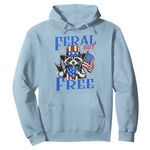 Patriotic Raccoon 4th of July Hoodie Feral But Free USA Flag TS10 Light Blue Print Your Wear