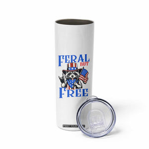 Patriotic Raccoon 4th of July Skinny Tumbler Feral But Free USA Flag TS10 Print Your Wear
