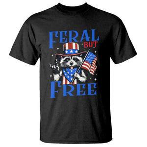 Patriotic Raccoon 4th of July T Shirt Feral But Free USA Flag TS10 Black Print Your Wear