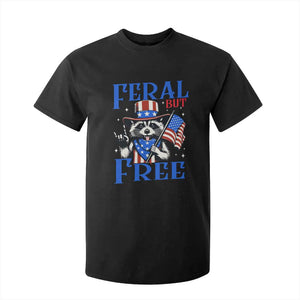 Patriotic Raccoon 4th of July T Shirt For Kid Feral But Free USA Flag TS10 Black Print Your Wear
