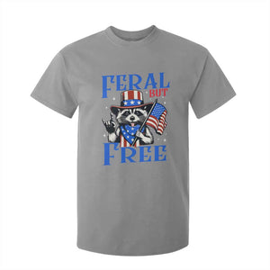 Patriotic Raccoon 4th of July T Shirt For Kid Feral But Free USA Flag TS10 Sport Gray Print Your Wear