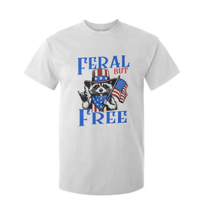 Patriotic Raccoon 4th of July T Shirt For Kid Feral But Free USA Flag TS10 White Print Your Wear