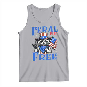 Patriotic Raccoon 4th of July Tank Top Feral But Free USA Flag TS10 Athletic Heather Print Your Wear