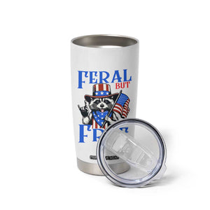 Patriotic Raccoon 4th of July Tumbler Cup Feral But Free USA Flag TS10 Print Your Wear