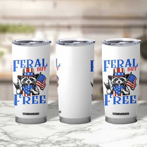 Patriotic Raccoon 4th of July Tumbler Cup Feral But Free USA Flag TS10 Print Your Wear