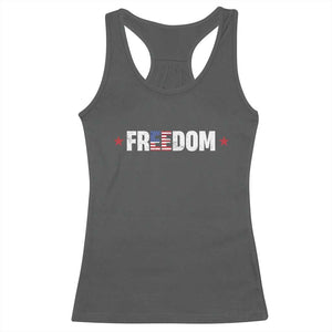 Patriotic Racerback Tank Top Freedom American Flag 4th of July TS10 Dark Heather Print Your Wear