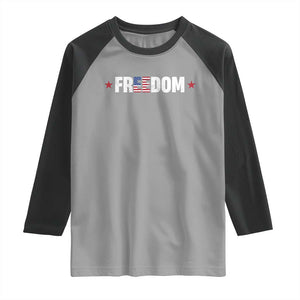 Patriotic Raglan Shirt Freedom American Flag 4th of July TS10 Sport Gray Black Print Your Wear