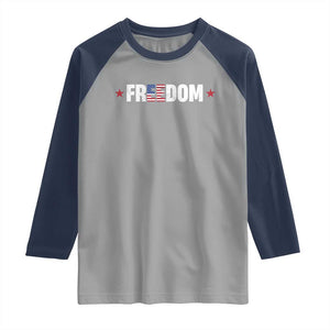 Patriotic Raglan Shirt Freedom American Flag 4th of July TS10 Sport Gray Navy Print Your Wear