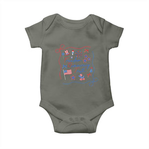 Patriotic Subtle FDT Baby Onesie Coquette Bow Patriotic 4th of July TS10 Military Green Print Your Wear