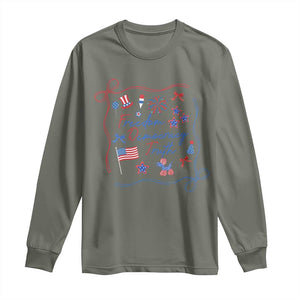 Patriotic Subtle FDT Long Sleeve Shirt Coquette Bow Patriotic 4th of July TS10 Military Green Print Your Wear