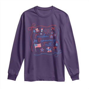Patriotic Subtle FDT Long Sleeve Shirt Coquette Bow Patriotic 4th of July TS10 Purple Print Your Wear