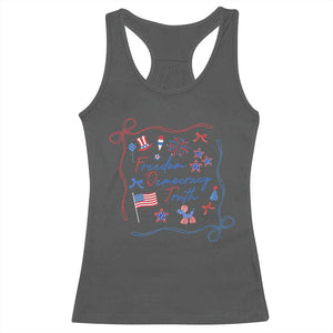 Patriotic Subtle FDT Racerback Tank Top Coquette Bow Patriotic 4th of July TS10 Dark Heather Print Your Wear