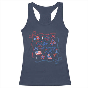 Patriotic Subtle FDT Racerback Tank Top Coquette Bow Patriotic 4th of July TS10 Navy Print Your Wear