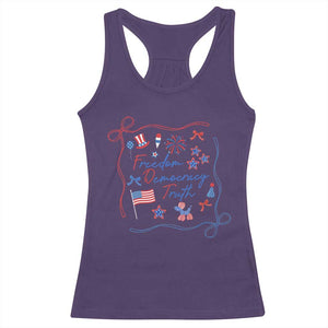 Patriotic Subtle FDT Racerback Tank Top Coquette Bow Patriotic 4th of July TS10 Purple Print Your Wear