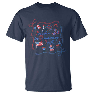 Patriotic Subtle FDT T Shirt Coquette Bow Patriotic 4th of July TS10 Navy Print Your Wear