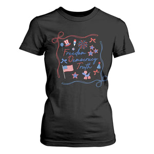 Patriotic Subtle FDT T Shirt For Women Coquette Bow Patriotic 4th of July TS10 Black Print Your Wear