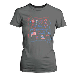 Patriotic Subtle FDT T Shirt For Women Coquette Bow Patriotic 4th of July TS10 Dark Heather Print Your Wear