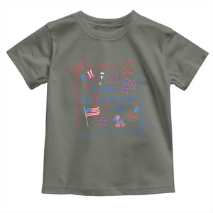Patriotic Subtle FDT Toddler T Shirt Coquette Bow Patriotic 4th of July TS10 Military Green Print Your Wear