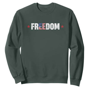 Patriotic Sweatshirt Freedom American Flag 4th of July TS10 Dark Forest Green Print Your Wear