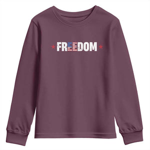 Patriotic Youth Sweatshirt Freedom American Flag 4th of July TS10 Maroon Print Your Wear