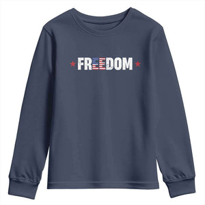 Patriotic Youth Sweatshirt Freedom American Flag 4th of July TS10 Navy Print Your Wear