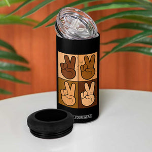 Peace Sign Equality for All 4 in 1 Can Cooler Tumbler Peace Out V Fingers Hand Equal Rights TS10 Print Your Wear