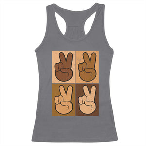 Peace Sign Equality for All Racerback Tank Top Peace Out V Fingers Hand Equal Rights TS10 Charcoal Print Your Wear