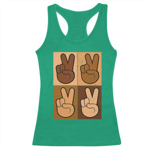 Peace Sign Equality for All Racerback Tank Top Peace Out V Fingers Hand Equal Rights TS10 Irish Green Print Your Wear