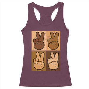 Peace Sign Equality for All Racerback Tank Top Peace Out V Fingers Hand Equal Rights TS10 Maroon Print Your Wear