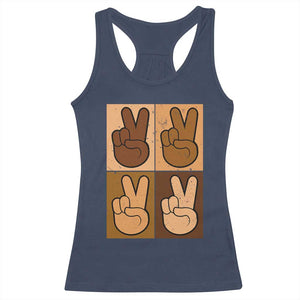 Peace Sign Equality for All Racerback Tank Top Peace Out V Fingers Hand Equal Rights TS10 Navy Print Your Wear