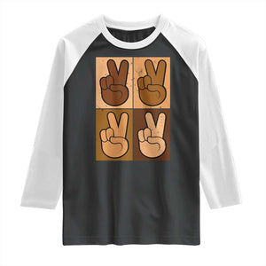 Peace Sign Equality for All Raglan Shirt Peace Out V Fingers Hand Equal Rights TS10 Black White Print Your Wear