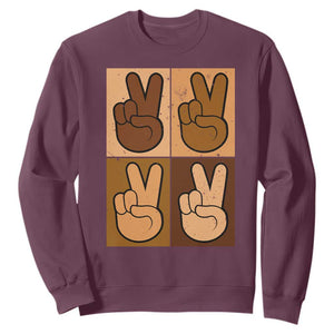 Peace Sign Equality for All Sweatshirt Peace Out V Fingers Hand Equal Rights TS10 Maroon Print Your Wear
