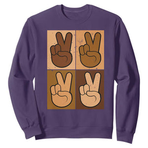 Peace Sign Equality for All Sweatshirt Peace Out V Fingers Hand Equal Rights TS10 Purple Print Your Wear