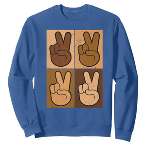 Peace Sign Equality for All Sweatshirt Peace Out V Fingers Hand Equal Rights TS10 Royal Blue Print Your Wear