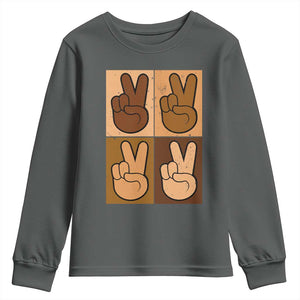 Peace Sign Equality for All Youth Sweatshirt Peace Out V Fingers Hand Equal Rights TS10 Dark Heather Print Your Wear