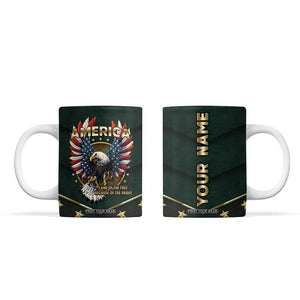 Personalized American Patriot Coffee Mug Custom Name Land Of The Free Because Of The Brave TB09 Millitary Print Your Wear