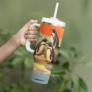 Personalized Antique Penguins Tumbler With Handle with Vintage Style Illustration TS04 Print Your Wear
