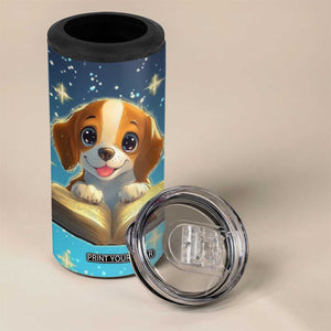 Personalized Beagle Reading Books 4 in 1 Can Cooler Tumbler Cute Pet Illustration TS04 Print Your Wear