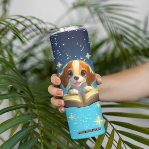 Personalized Beagle Reading Books Skinny Tumbler Cute Pet Illustration TS04 Print Your Wear