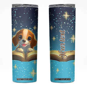 Personalized Beagle Reading Books Skinny Tumbler Cute Pet Illustration TS04 Multicolor Print Your Wear