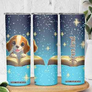 Personalized Beagle Reading Books Skinny Tumbler Cute Pet Illustration TS04 Print Your Wear