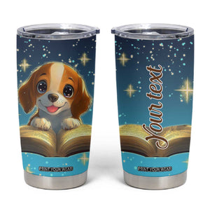 Personalized Beagle Reading Books Tumbler Cup Cute Pet Illustration TS04 Multicolor Print Your Wear