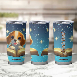 Personalized Beagle Reading Books Tumbler Cup Cute Pet Illustration TS04 Print Your Wear