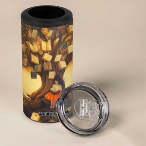 Personalized Book 4 in 1 Can Cooler Tumbler Quote A Book A Day Keeps Reality Away Design TS04 Print Your Wear