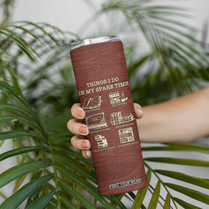 Personalized Book Lover Skinny Tumbler with Things I Do In My Spare Time Theme TS04 Print Your Wear