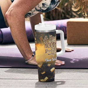 Personalized Book Tumbler With Handle Quote A Book A Day Keeps Reality Away Design TS04 Print Your Wear